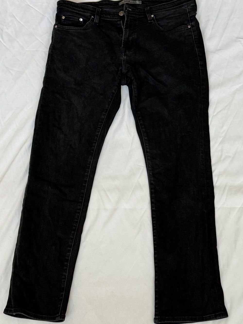 Murano Men's Slim Black Jeans - Washed Finish